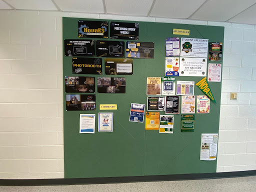Nova Engineering Society's decorated bulletin board.