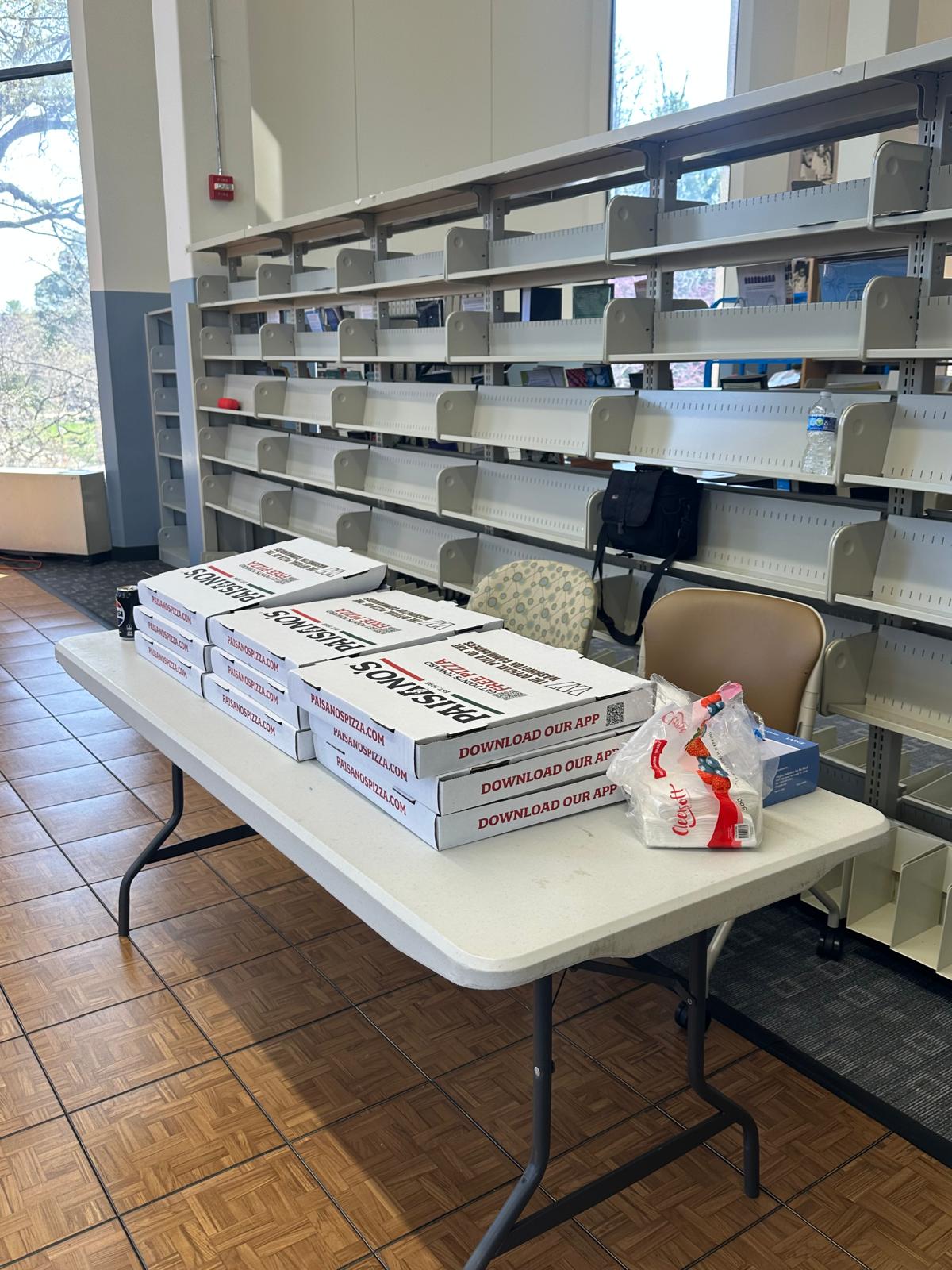 A photo of the pizza on a table