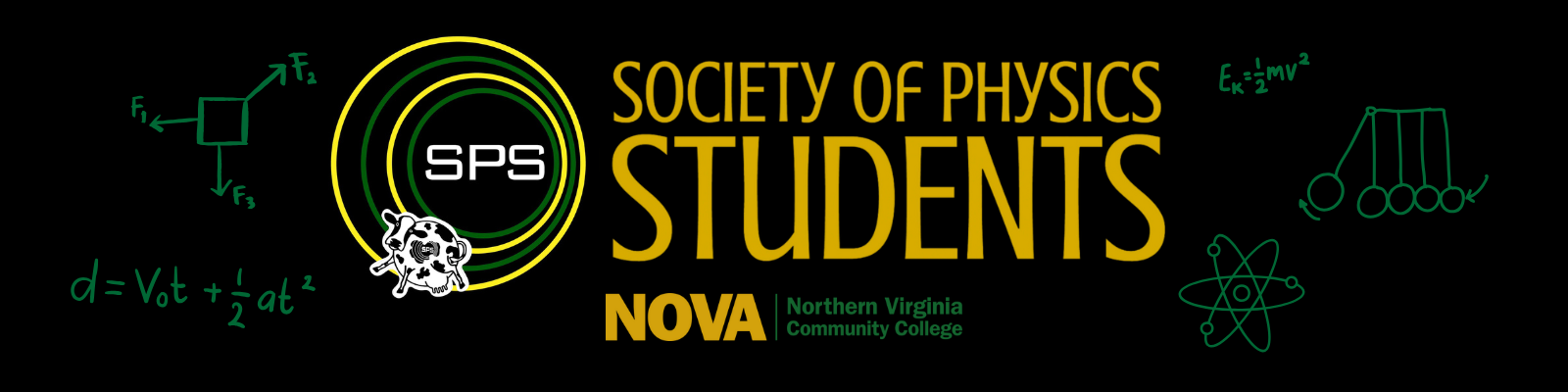 Banner that says Society of Physics students with the Northern Virginia Commmunity College Banner