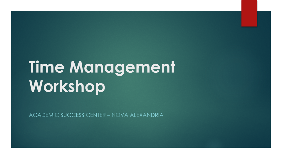 Title Slide for Time Management Workshop