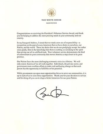 Letter from President Obama