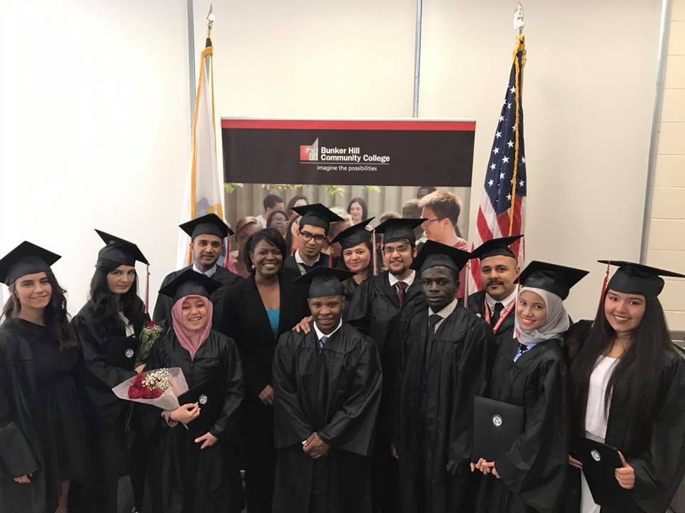 The 2016-17 CCI participants at Bunker Hill Community College attend their end of year ceremony.