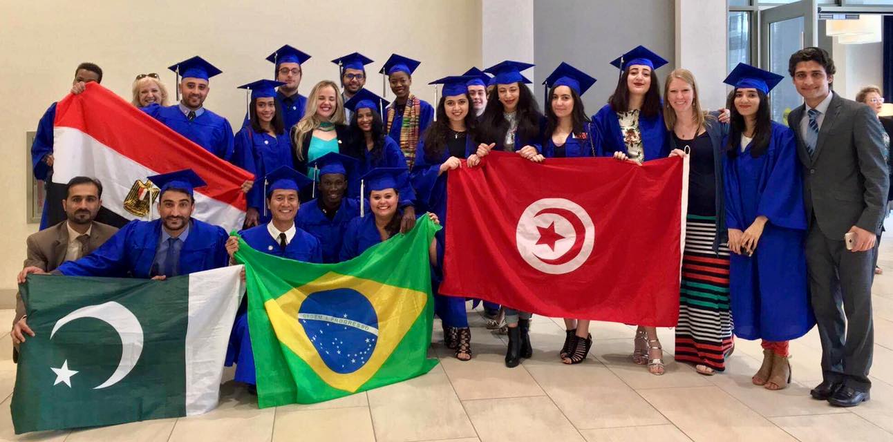 Mohamed Atwa, a 2016-2017 CCI participant from Egypt who studied at Kirkwood Community College, posted this photo of his CCI international exchange family in celebration of J-Day.