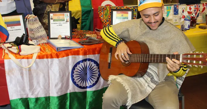 Student with guitar