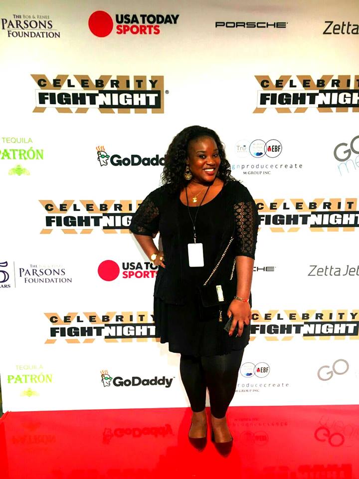 CCI participant Olivia Aboui (Cote d’Ivoire, Scottsdale Community College, 2016-17) at a charity event. The public relations organization Olivia interns with managed the media for the event.