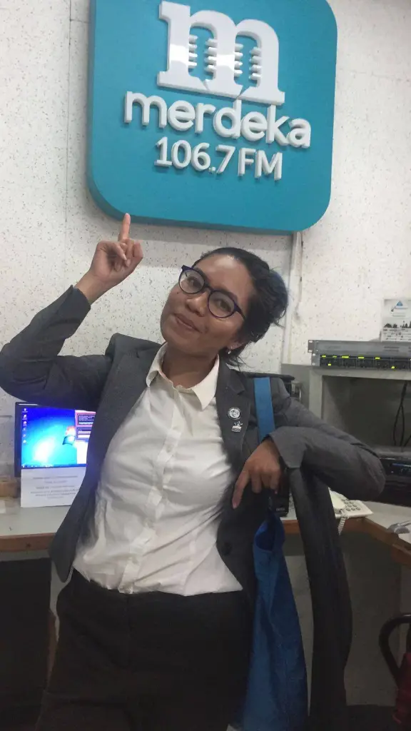 Reni (Indonesia, Scottsdale Community College, Media, 2017-18) at her new job in Indonesia.