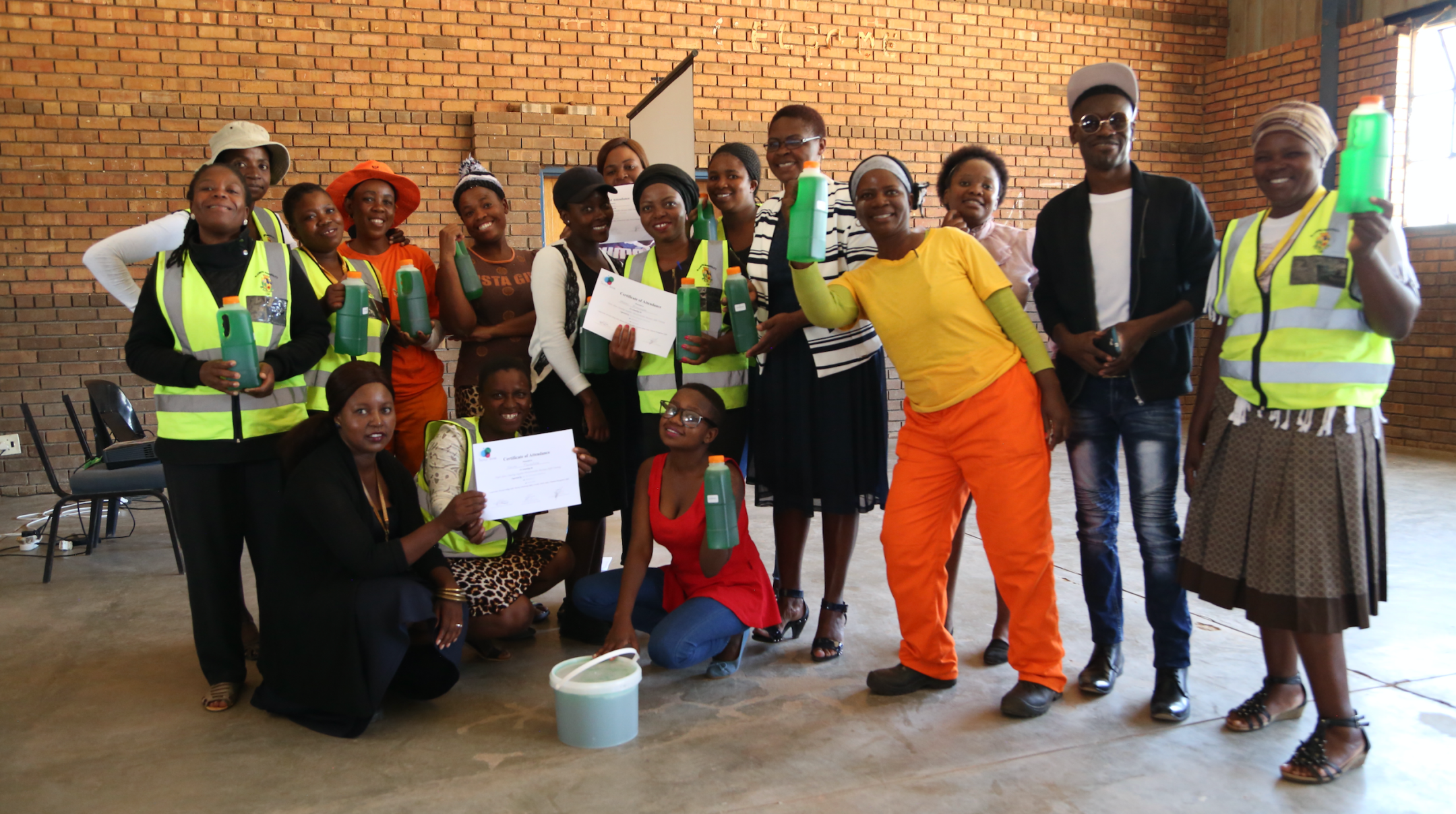 Sharon Rapetswa trains women who are interested in starting their own micro-enterprise with Triple Shine detergents and cleaning products.