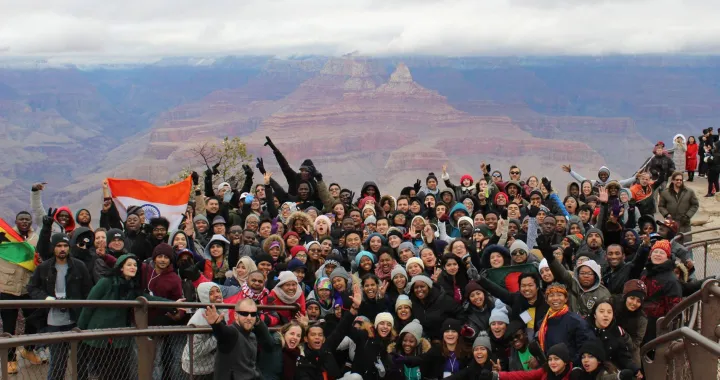 The entire 2017-2018 CCI cohort at Mather Point on the southern rim of the Grand Canyon.