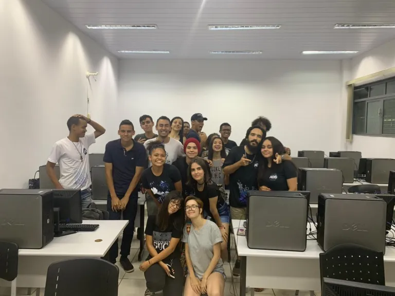 CCI alumnus Izaac Alves Mendes (center) with his animation students in Brazil.
