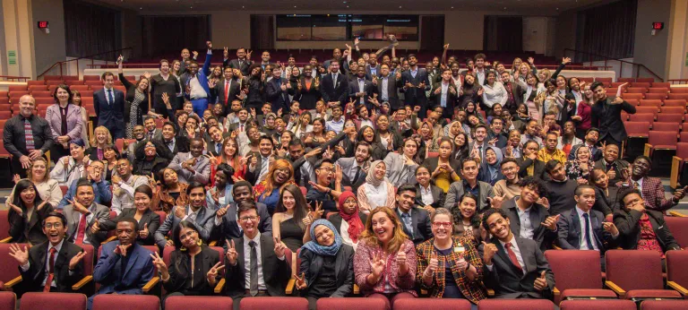 CCI participants at the mid-year Pathways to Success Program with distinguished guests ECA Deputy Assistant Secretary Caroline Casagrande and Northern Virginia Community College President Dr. Anne Kress. [Photo: U.S. Department of State Bureau of Educational and Cultural Affairs].
