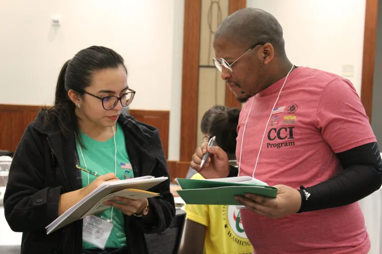 CCI participants compare their strengths during a leadership workshop at the CCI Pathways to Success Program.