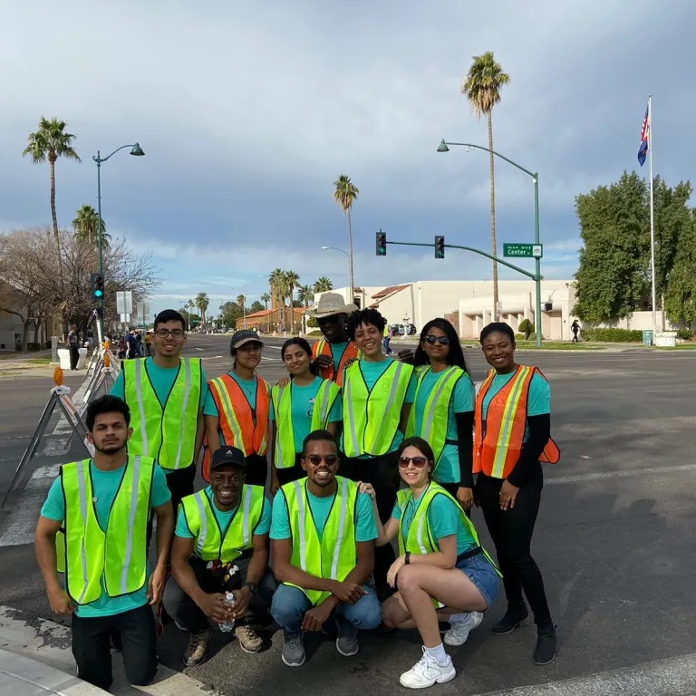 In Meza, Arizona, Scottsdale Community College CCI participants helped direct the city’s MLK Day Parade.