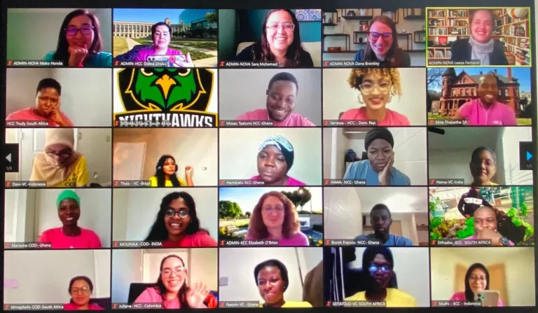 CCI participants and staff smile and wave as they participate in the virtual Launch to Success Program (LSP).
