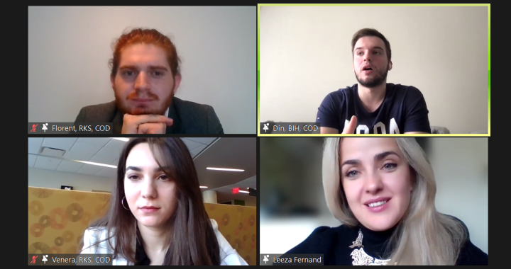 Zoom call with four people