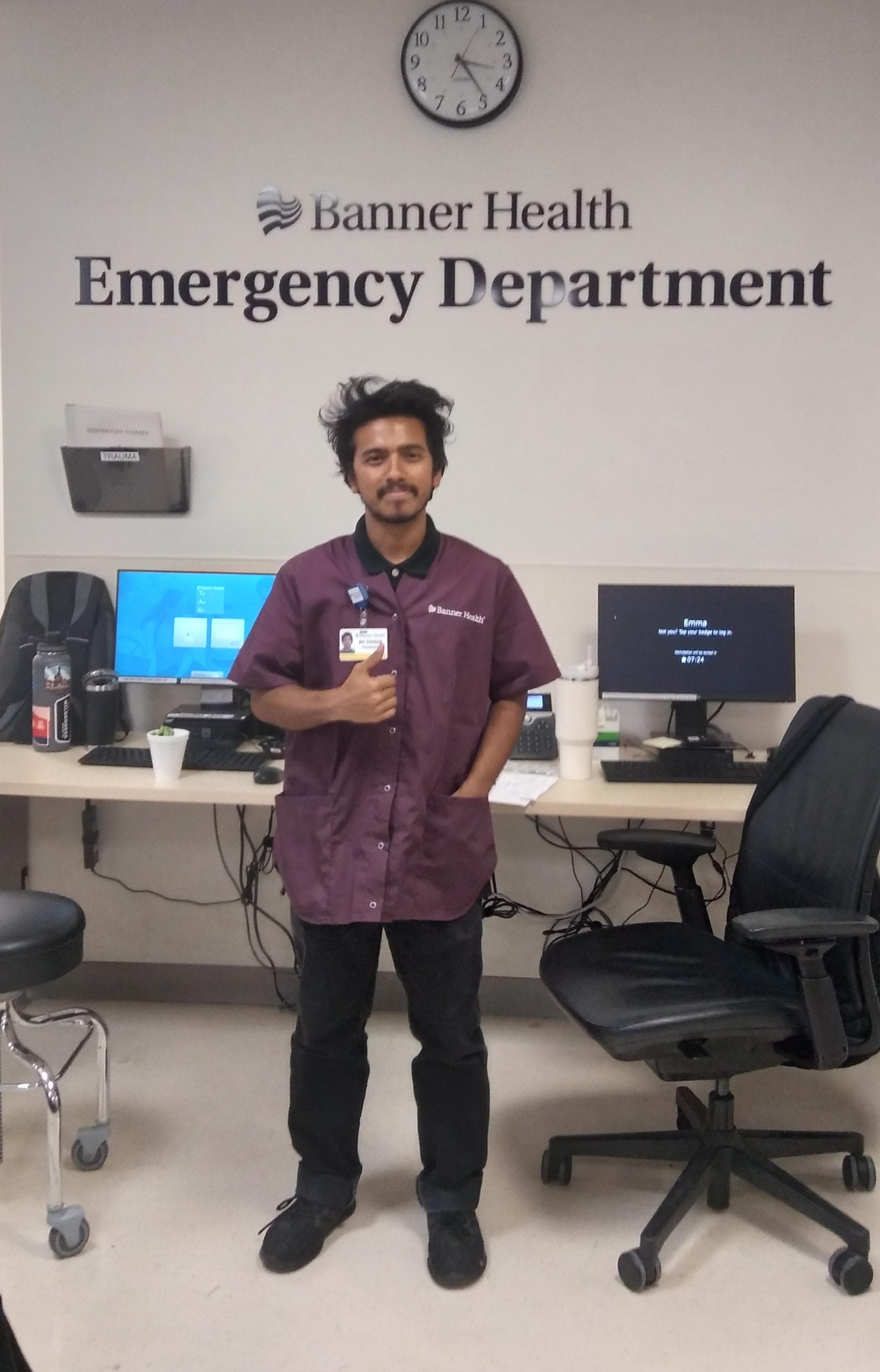 Md Zobaer Hossen Volunteering at the Banner Health Emergency Department