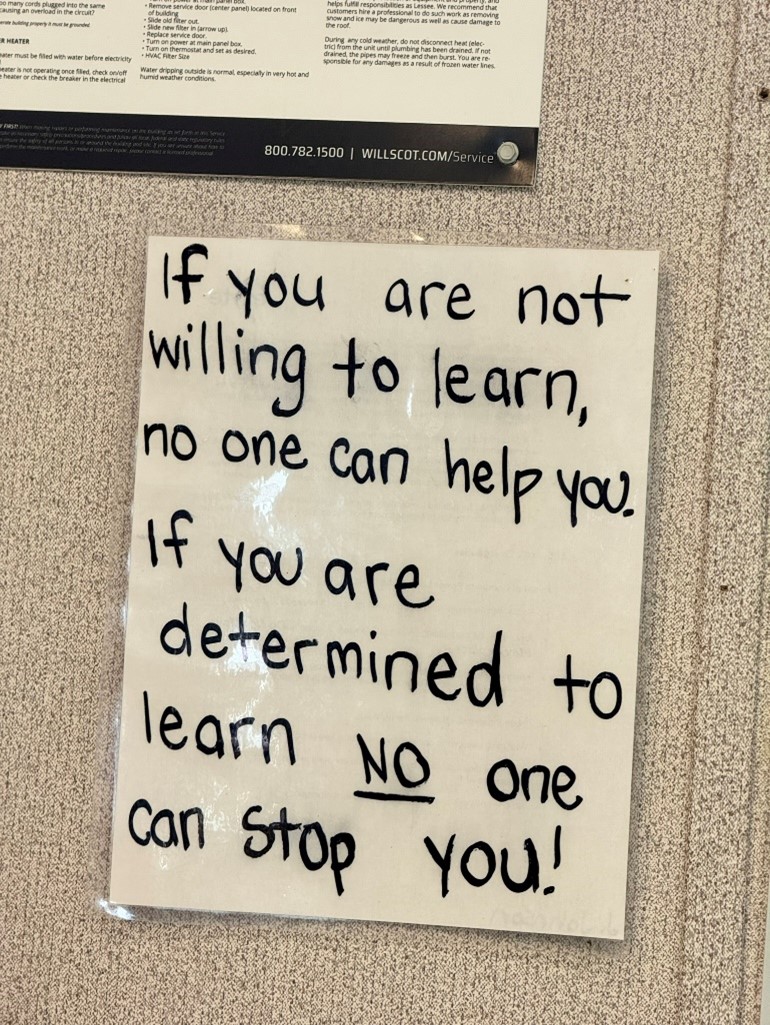 Sign about learning