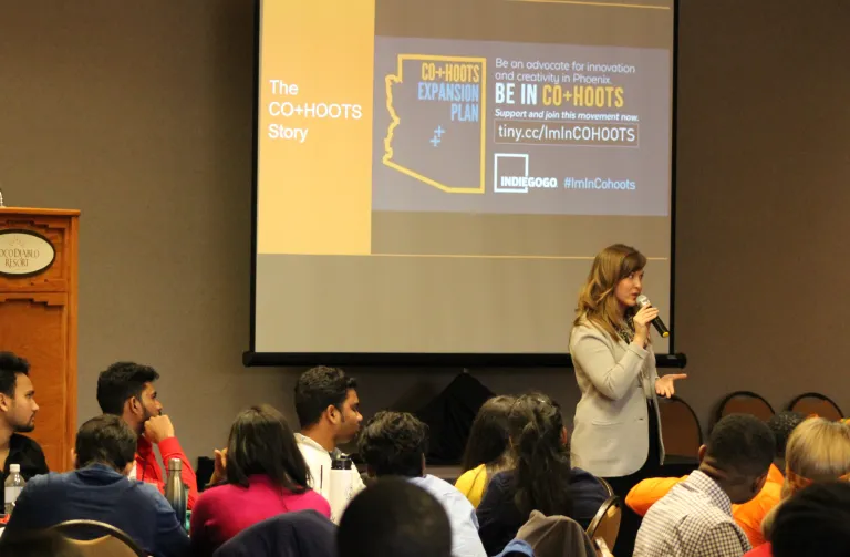Co+Hoots Foundation Executive Director Lisa Glenn Nobles spoke about how creating a social mission enhances corporations and drives profits. During her workshop, CCI participants drafted “legacy statements” to understand how social mission statements can connect with and inform action plans.