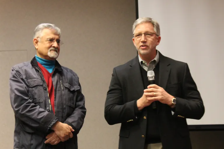 Associate Vice President and Director of the CCI Program Dr. Syedur Rahman (left) and President of Northern Virginia Community College Dr. Scott Ralls, (right) handed out mid-year awards to CCI participants who demonstrated a high level of commitment and achievement the five pillars of the CCI Program.