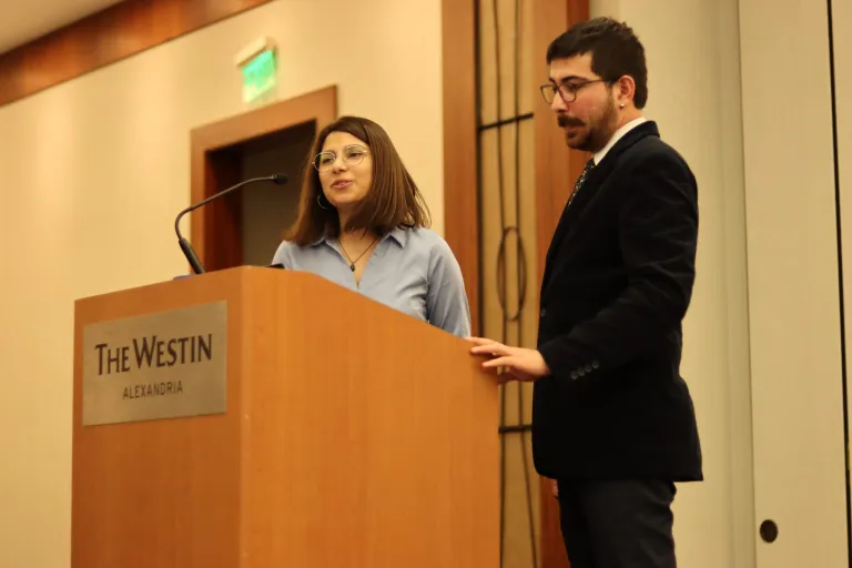 CCI participants Burcin Ustabas and Emre Suren from Turkey share their action plan to counter gender-based violence. [Photo: Akash Verma, CCI Participant].