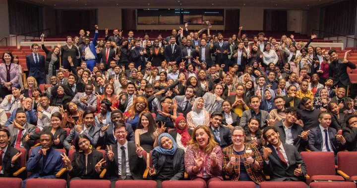 Distinguished guests included ECA Deputy Assistant Secretary Caroline Casagrande (front row, third from right) and Northern Virginia Community College President Dr. Anne Kress (front row, second from right). [Photo courtesy of the U.S. Department of State’s Bureau of Educational and Cultural Affairs]