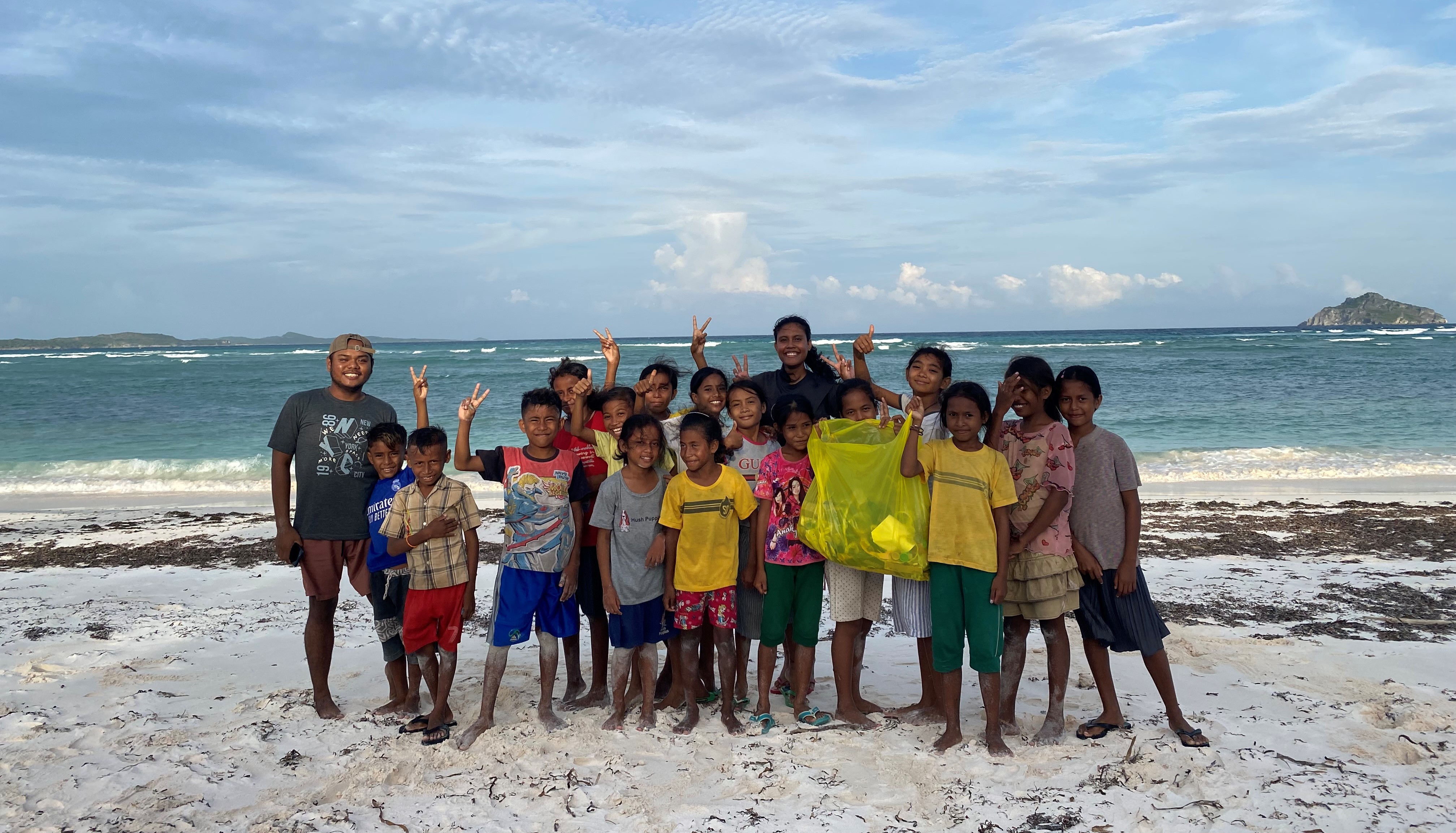 Beach clean up with local kids