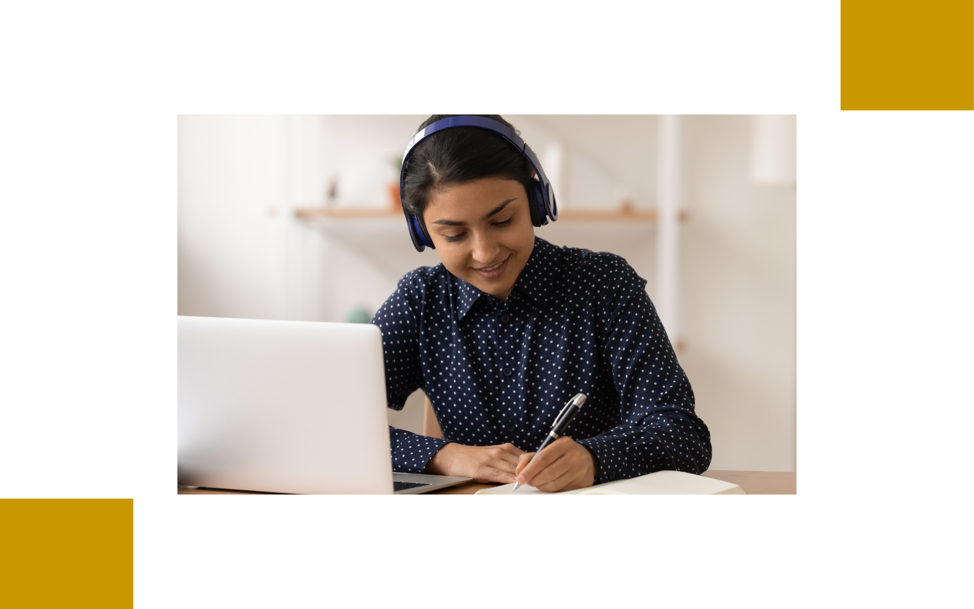 A student at the computer. 