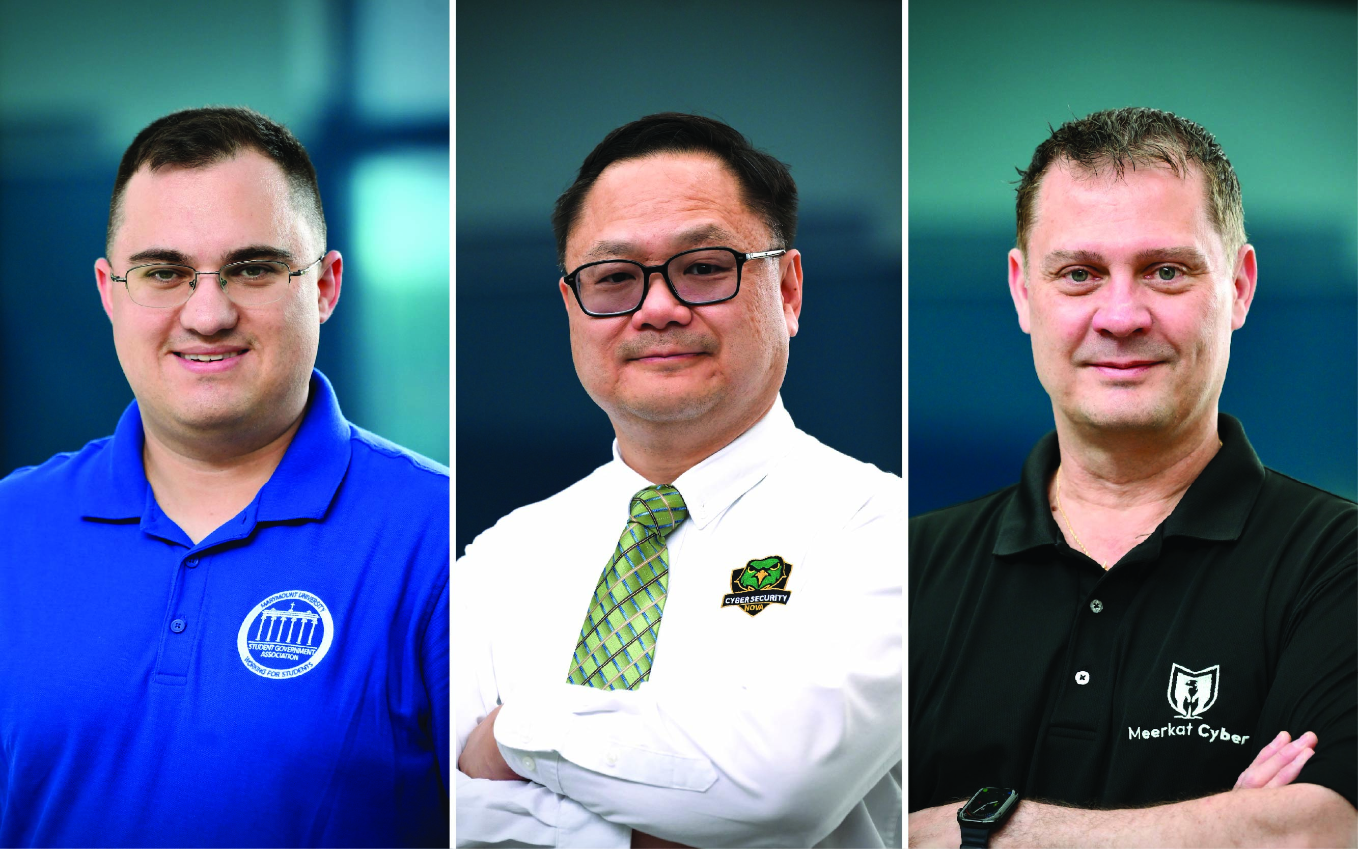 Student Richard Flores, Faculty Mike Hon, and Industry Meerkat Cyber Chris Haigh