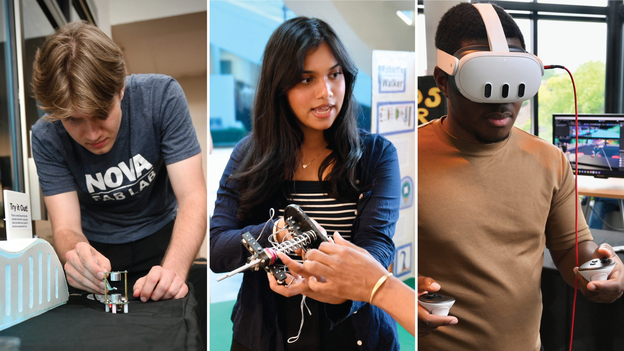 students with projects fabricated in the NOVA Fab Lab